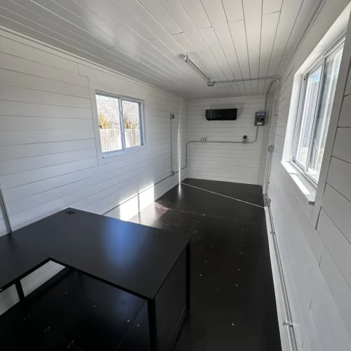 20ft 20’ Slate Gray Shiplap 120V Shipping Container Office Mini Split