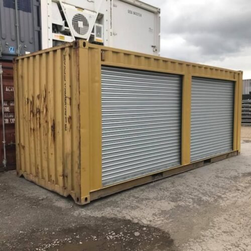 Yellow 20ft Used Container – Dual Side Roll-Up Doors
