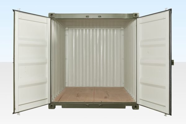 635-10ft-dark-green-container-front-final 10Ft X 8Ft Shipping Container (One Trip) – Green