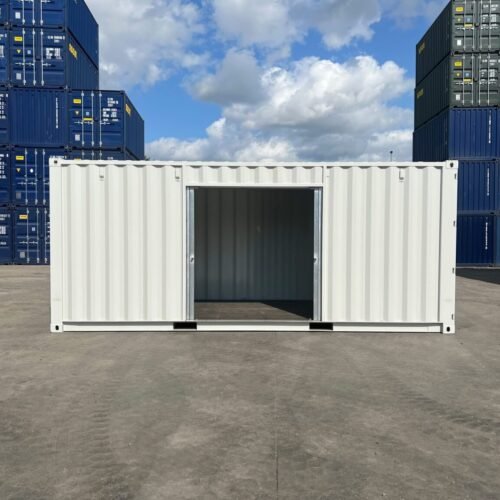 20ft Custom One Trip Shipping Container – Roller Shutter & RAL 7035 Respray