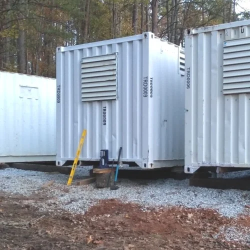 40 ft Container Shop – Climate Controlled Office + Inventory Storage  Racking