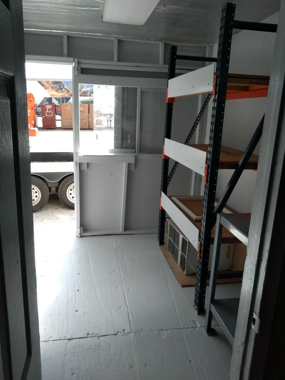 40 ft Container Shop – Climate Controlled Office + Inventory Storage  Racking