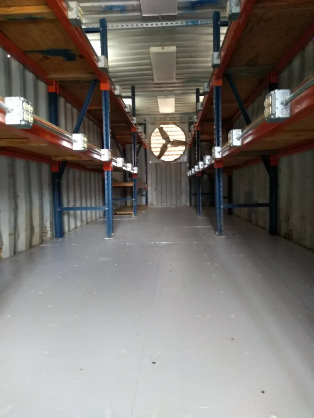 40 ft Container Shop – Climate Controlled Office + Inventory Storage  Racking